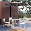 DEGHI Set pranzo bianco con tavolo 90/180x90 cm e 4 sedie textilene e alluminio - Carioca