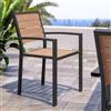 DEGHI Sedia da esterno con braccioli in alluminio antracite e doghe effetto legno miele - Carioca Wood