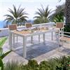 DEGHI Tavolo allungabile 200/300x100 cm in alluminio bianco con top effetto legno miele - Carioca Wood