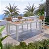 DEGHI Tavolo allungabile 200/300x100 cm in alluminio bianco con top effetto legno caramello - Carioca Wood