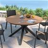 DEGHI Tavolo rotondo 140 cm in alluminio antracite con top effetto legno miele - Carioca Wood