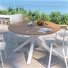 DEGHI Tavolo rotondo 140 cm in alluminio bianco con top effetto legno miele - Carioca Wood