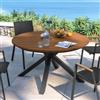 DEGHI Tavolo rotondo 140 cm in alluminio antracite con top effetto legno caramello - Carioca Wood