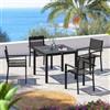 DEGHI Set pranzo antracite con tavolo 90x90 cm e 4 sedie con braccioli textilene e alluminio - Carioca