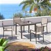 DEGHI Set pranzo tortora con tavolo 90x90 cm e 4 sedie con braccioli textilene e alluminio - Carioca