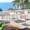 DEGHI Set pranzo vaniglia con tavolo 90x90 cm e 4 sedie con braccioli textilene e alluminio - Carioca