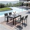 DEGHI Set pranzo antracite con tavolo 135/270x90 cm e 4 sedie con braccioli textilene e alluminio - Carioca