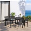 DEGHI Set pranzo antracite con tavolo 180/240x100 cm e 4 sedie con braccioli textilene e alluminio - Carioca