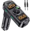 Gizmovine Trasmettitore FM Bluetooth per Auto,Adattatore Bluetooth Auto,Rafforzamento del Basso,USB PD 18W+QC 18W,Auto Accendisigari Audio Radio con Microfoni,Car Kit Chiamata Vivavoce