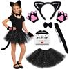 Yhjxly Costume per gatti da ragazza, tutù in tulle con fascia e coda, costume di carnevale per cosplay e feste a tema