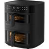 Electrolux Air Fryer 800 EAFD11B, 11L, Doppio Cassetto Dual Zone, Sync Finish & Link Cook, Design Verticale Salvaspazio con Finestre, 8 Programmi, 60-200°C, 2700W, Compatibile Lavastoviglie, Nero