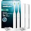 Philips Sonicare Serie 3100 - Spazzolino elettrico sonico, Sensore di pressione, 3 intensità, EasyStart, SmarTimer, autonomia 14 giorni, custodia, bianco, confezione da 2, HX4072/41, [Nuovo]