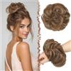 FESHFEN Chignon Finto per Capelli, Elastici Chignon Finti Sintetica Ondulato Capelli Naturale Coda di Cavallo Posticci per Capelli Spessi Updo per Donne Ragazze, 55g Misto Caramello