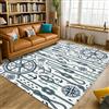 Generic Tappeto con bussola, motivo nautico con ancore costiere, corda estiva, blu navy, antiscivolo, morbido, rettangolare, antimacchia, per soggiorno, camera da letto, corridoio, scrivania, ufficio, 15 x 18