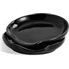 Swuut Set di 2 Per Porta Cucchiaio in Ceramica Per Spatola,Mestoli, Pinze,gadget, cucchiaino da caffè, supporto Per Piano Cottura, Porta Bancone Della Cucina Utensili (Nero)