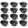Space Home - Stampini Flan in Acciaio al Carbonio 10 cm - Set 12 Stampo Flan e Stampo Budino per Panna Cotta, Muffin e Dolci Monoporzione- Stampi Riutilizzabili per Forno