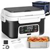 Jradse Lunch Box Riscaldato, Lunch Box Riscaldato Intelligente da 1.5L con Touchscreen, Lunch Box Riscaldato Wireless con Piatti in Acciaio Inox e Borsa Termica, Ideale per l'Ufficio/Viaggi/Campeggio