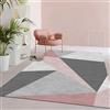 LONGSAO Tappeto Designer Tappeto Moderno Salotto 140 x 160 cm Pelo Corto Lavabile Antiscivolo Tappeti Antiscivolo Decorativo Tappeto Moderno geometrico grigio rosa