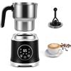 GJCrafts Montalatte Elettrico 6 in 1, Schiuma Latte 3 Temperature (45°C/55°C/65°C), 1.2L 800ml Acciaio Inox 304, 600W, Touch Smart, Nero, per Cappuccino Barista Home