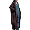 PRINCESS BRIDE Lino Zen Meditazione Vestiti Retro Art Cardigan Lungo Allentato Maniche Lunghe Bottoni Cappotto Trench Leggero da Donna, Taglia Unica, Viola-Rosso