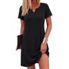 Litherday Camicia da Notte Donna Manica Corta con Bottoni Scollo a V Morbida e Leggera Pigiama Donna Estate Stile 2, Nero XL