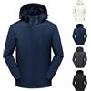 Generisch Giacca impermeabile da uomo con cappuccio da bicicletta, impermeabile, foderata, antivento, 5 pezzi, taglie grandi, giacca a vento, giacca invernale calda con tasche, giacca softshell, bianco, xxl