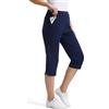 FitsT4 Sports Pantaloni da golf Capris da donna, 45,7 cm, eleganti, casual, elasticizzati, con tasche, Navy, S