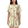 CKGODGF Set pigiama da donna a maniche corte con stampa giraffe disegnate a mano, morbido e confortevole pigiameria per le donne, per le notti estive, Nero , M