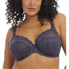 Elomi Charley Banded Stretch Lace Plunge Underwire Bra (4382),32H,Storm