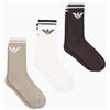Emporio Armani CALZINI UOMO EAGLE SPUGNA CONFEZIONE 3 CALZINI CORTI BIANCO TU, bianco, Taglia unica