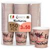 Caffetti 150 Bicchierini Caffè Carta 90 ml Made in Italy, 3 Stecche da 50 Bicchieri Monouso per Espresso, Tazzine Usa e Getta per Bar, Ufficio, Asporto, Bevande Calde, Tema Cuore
