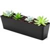 GREANER - Fioriera per fiori con vassoi rimovibili e fori di drenaggio, 1 pezzo, 40,6 x 9,6 cm, vaso rettangolare in plastica per balcone, ufficio, davanzale, giardino, uso interno ed esterno, nero