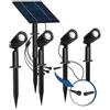 M Ledme - Luci solari a LED da giardino con spiedino Roxi, kit di 4 faretti solari, impermeabile IP65, luce potente, luce calda (3000 K), per giardino, strada, prato ecc.