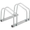 Relaxdays Portabici da Terra, Supporto per 2 Biciclette, E-Bike, Parcheggio Ruote Fino 60 mm, 26,5x40,5x33 cm, Argentato