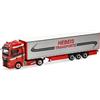 Herpa modello camion MAN TGX GX autoarticolato telonato Hebeis Transporte, miniatura in scala 1:87, pezzo da collezione, Made in Germany, plastica