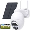 YESKAMOU Outdoor Wi-Fi Camera, 2K Surveillance Camera with Solar Panel, 360° PTZ Wireless Outdoor Wifi Cameras with Battery, Colour Night Vision, 2.4GHz, Supports Alexa