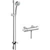 hansgrohe Croma 100 - set doccetta per doccia con doccino (3 getti), miscelatore termostatico Ecostat Comfort, tubo flessibile (1,60 m) e asta doccia (0,9 m), cromo, 27085000