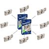 GERCAR Pro 8x cilindro di serratura/cilindro per porta a profilo o con pomolo MIX 60/70/80/90 mm - combinazione libera di cilindri di dimensioni diverse con la stessa chiave - con 40 chiavi - OKS