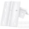 Jeboler 2 cerniere pieghevoli, 100 mm × 70 mm, in acciaio inox, colore bianco, per porte e finestre, armadi, con 12 viti