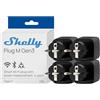 Shelly Plug M Gen3 Nero - Presa Intelligente Wi-Fi & Matter (Tipo F), Misurazione Consumi, 13A, 3000W, Nessun Hub Richiesto, Timer, Riscaldamento, Luci, Alexa, Google Home, Apple HomeKit (4 Pezzi)