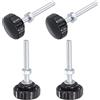 QUARKZMAN 4 Set Di Manopole Zigrinate Con Dadi E Rondelle, Filettatura Maschio Metrica M6 X 60mm Testa In Plastica 30mm, Perno Manopole Di Serraggio Maniglie A Vite A Mano, Nero