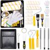 JOTOL Rullo per Pittura Set Professionale, 23 Pezzi Rulli per Dipingere Kits con Pali Telescopici, Film Plastico, Spazzola, Vassoio, Pennello per Pitturare Casa e Interne