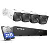 ANNKE 3K PoE Kit Videosorveglianza Esterno, Rilevamento Uomo/Veicolo, 4K NVR 8CH 2TB + 4x 3K Telecamere da Esterno, Visione Notturna Colori, Audio Bidirezionale, Sorveglianza 24/7, Impermeabile IP67