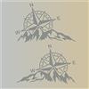 Pimastickerslab Kit 2 Adesivi Rosa dei Venti Adventure Avventura Offroad Auto Camper Decalcomanie Scegli Colore e Misura -cod. 1654- (074 Grigio Medio, cm 45 x 30 cad.)