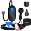AFYEEV Cavo Ricarica Auto Elettrica Tipo 2 Schuko 8M,3.6kW, 6/8/10/13/16A Corrente Regolabile, App Enabled Tipo 2, Cavo Ricarica Auto Elettrica Tipo 2