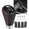 Xibao Pomello Del Cambio per Auto, Manopola del Cambio Universale a 5 velocità per Auto,Pomello Cambiamento Con 4 Adattatori,Adatto alla Maggior Parte dei Cambi Manuali non Filettati (Nero&Rosso)