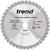 Trend Lama per Sega Circolare in Legno, Diametro 184 mm, Foro 20 mm, 40 Denti, Taglio 2,6 mm, Angolo +15°, Metallo Duro (TCT), Finitura Fine, CSB/18440B