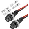 QUARKZMAN 2 Pcs Portafusibili A Pannello, 5 x 20mm 10/15A DC 125/250V Portafusibili Con Terminale Ad Anello E Cappa A Vite Con Fili Presaldati E Fusibili A Tubo Di Vetro 10A/15A