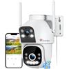 Ctronics 4G LTE Telecamera con SIM da Esterno【Collegamento a Doppio Obiettivo】 Videocamera Sorveglianza Esterno Sim Rilevamento Umano, Visione Notturna a Colori, Audio a 2 Vie, Alarm/PC