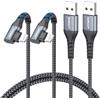 SUNGUY Cavo da USB-A a Lighting ad angolo retto [certificato MFi] Cavo di ricarica corto in nylon intrecciato a 90gradi compatibile con iPhone 14/13/12/11 Serie X SE iPad9/mini [Grigio 1m 2Pezzi]